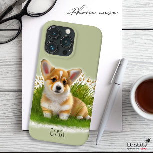 Cãozinho de Corgi na grama animais de estimação