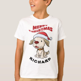 Cãozinho doce Merry Natal personalizado T-Shirt