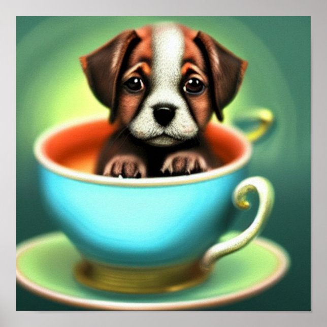 Cãozinho num Poster de Teacup (Frente)