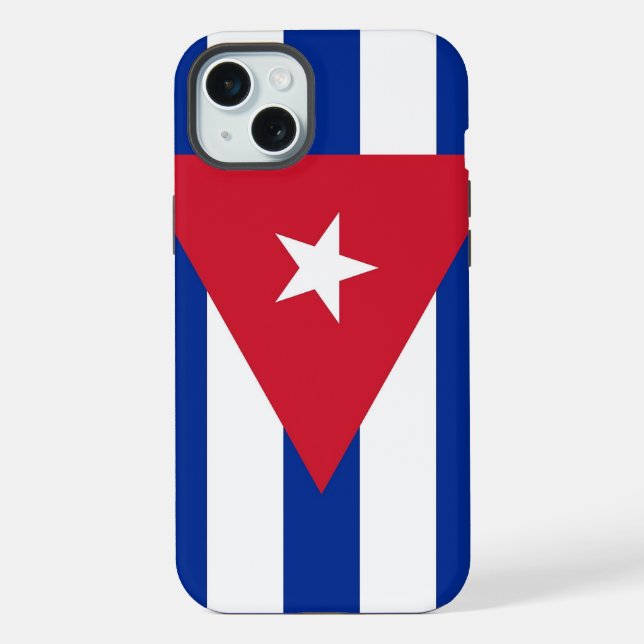Capa Apple iPhone 15 Plus, bandeira de Cuba (Verso)