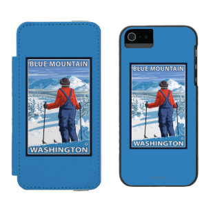Capa Carteira Incipio Watson™ Para iPhone 5 Admiração do esquiador - montanha azul, Washingt
