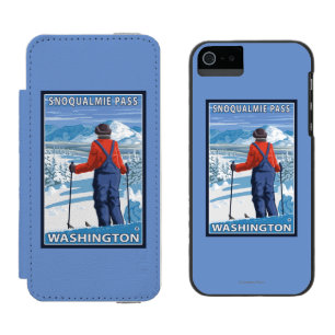 Capa Carteira Incipio Watson™ Para iPhone 5 Admiração do esquiador - passagem de Snoqualmie,