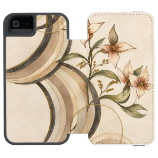 Capa Carteira Incipio Watson™ Para iPhone 5 Arte de Linhas Florais Abstratas e Caligrafia Terr