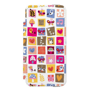 Capa Carteira Incipio Watson™ Para iPhone 5 as flores bonitos, pássaros, corações esquadram