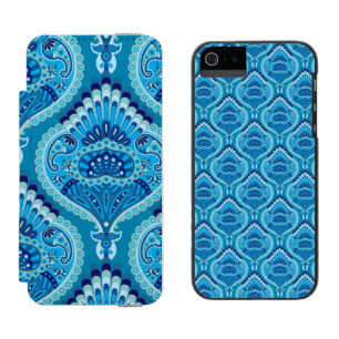 Capa Carteira Incipio Watson™ Para iPhone 5 Azulado - Paisley Emplumado