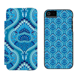 Capa Carteira Incipio Watson™ Para iPhone 5 Azulado - Paisley Emplumado