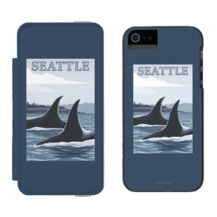 Capa Carteira Incipio Watson™ Para iPhone 5 Baleias #1 da orca - Seattle, Washington