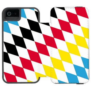 Capa Carteira Incipio Watson™ Para iPhone 5 Bandeira da Baviera em Diamante Preto Vermelho Ama