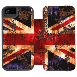 Capa Carteira Incipio Watson™ Para iPhone 5 Bandeira do Reino Unido, Patriótica Rusted