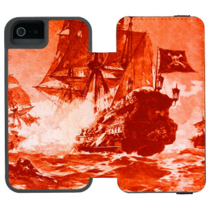 Capa Carteira Incipio Watson™ Para iPhone 5 BATALHA do NAVIO de PIRATA no branco vermelho