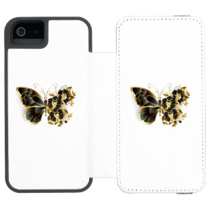 Capa Carteira Incipio Watson™ Para iPhone 5 Borboleta Flor Dourada com Orquídea Preta