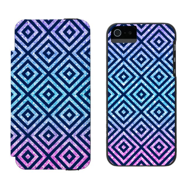 Capa Carteira Para iPhone, Incipio Brilhante Rosa E Azul Com Padrão Geométrico Modern (Lado a lado)