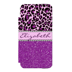 Capa Carteira Incipio Watson™ Para iPhone 5 Brilho roxo personalizado do impressão do leopardo