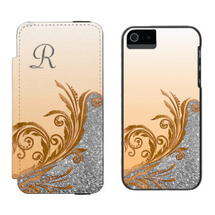 Capa Carteira Incipio Watson™ Para iPhone 5 Caixa de Wallet do Glam Dourado Flourish Monograma