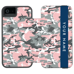 Capa Carteira Incipio Watson™ Para iPhone 5 Camuflagem Rosa e Cinza Personalize seu nome