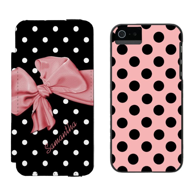 Capa Carteira Para iPhone, Incipio Capa de telefone para iPhone 5S com bolinhas femin (Lado a lado)