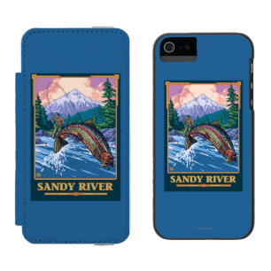 Capa Carteira Incipio Watson™ Para iPhone 5 Cena da pesca com mosca - rio de Sandy, Oregon