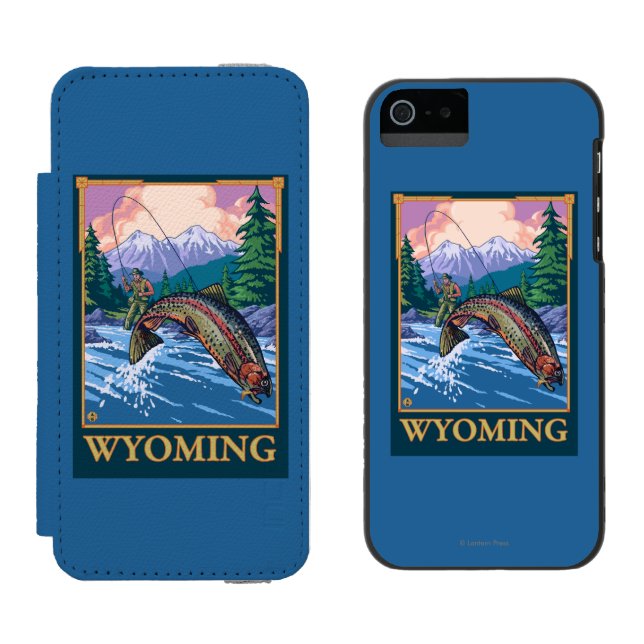 Capa Carteira Para iPhone, Incipio Cena da pesca com mosca - Wyoming (Lado a lado)