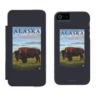 Capa Carteira Incipio Watson™ Para iPhone 5 Cena do bisonte - bacia hidrográfica de Chitina,