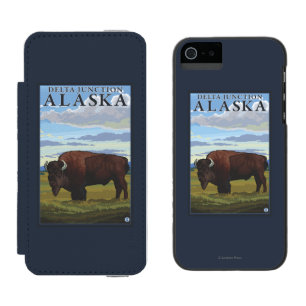 Capa Carteira Incipio Watson™ Para iPhone 5 Cena do bisonte - junção do delta, Alaska