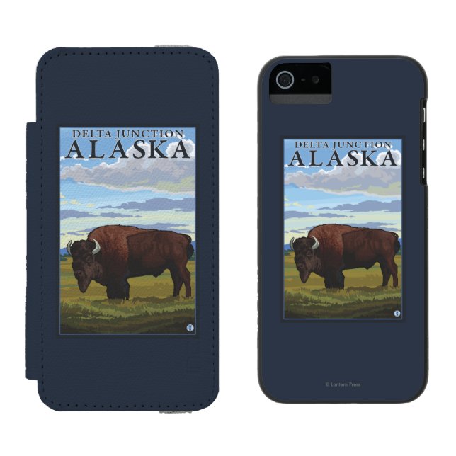 Capa Carteira Para iPhone, Incipio Cena do bisonte - junção do delta, Alaska (Lado a lado)