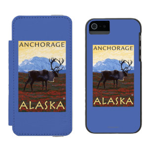 Capa Carteira Incipio Watson™ Para iPhone 5 Cena do caribu - Anchorage, Alaska