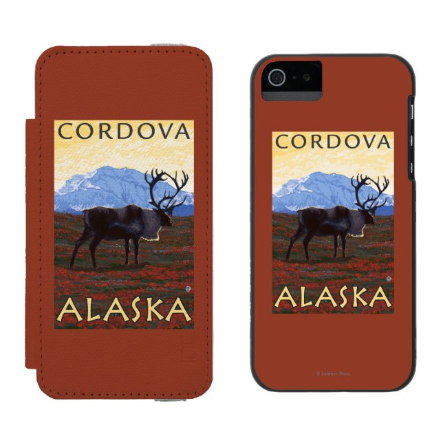 Capa Carteira Para iPhone, Incipio Cena do caribu - Cordova, Alaska (Lado a lado)