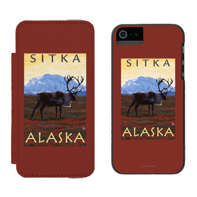 Capa Carteira Para iPhone, Incipio Cena do caribu - Sitka, Alaska (Lado a lado)