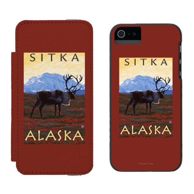 Capa Carteira Para iPhone, Incipio Cena do caribu - Sitka, Alaska (Lado a lado)