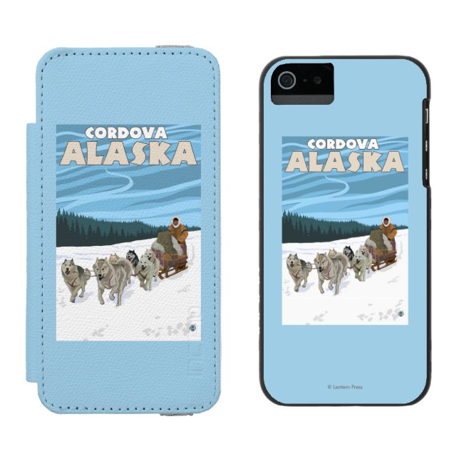Capa Carteira Para iPhone, Incipio Cena Sledding do cão - Cordova, Alaska (Lado a lado)