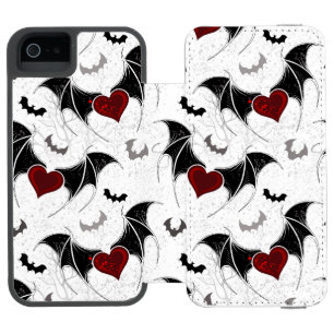 Capa Carteira Incipio Watson™ Para iPhone 5 Coração de Halloween com asas de morcego pretas