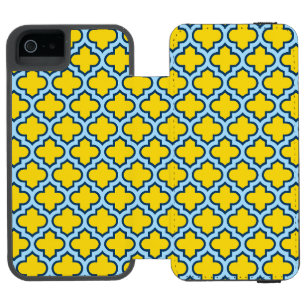 Capa Carteira Incipio Watson™ Para iPhone 5 Corante amarelo e azul-bebê, latido, quatrefoil