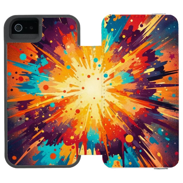 Capa Carteira Para iPhone, Incipio Cosmic Burst Abstract Splatter Art (Fólio aberto)