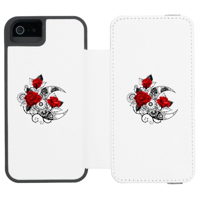 Capa Carteira Para iPhone, Incipio Crescente Mecânico com Rosas vermelhas (Fólio aberto)