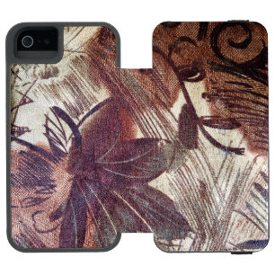 Capa Carteira Incipio Watson™ Para iPhone 5 Desenho Floral Marrom Abstrato 1