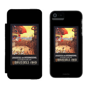 Capa Carteira Incipio Watson™ Para iPhone 5 Dirigível de Lebaudy com as bandeiras do mundo na