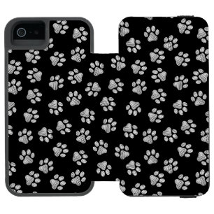 Capa Carteira Incipio Watson™ Para iPhone 5 Doodle Patas, Patas de Cachorro, Patas Brancas