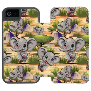 Capa Carteira Incipio Watson™ Para iPhone 5 Elefante Bebê Pulando Feliz em Savana Africana