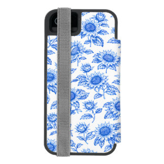 Capa Carteira Incipio Watson™ Para iPhone 5 Elegantes Girassóis Toile du Jouy - Botânica Azul