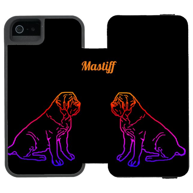 Capa Carteira Para iPhone, Incipio English Mastiff Neon englische Dogge (Fólio aberto)