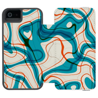 Capa Carteira Incipio Watson™ Para iPhone 5 Espirais Turquesa e Vermelho