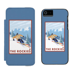 Capa Carteira Incipio Watson™ Para iPhone 5 Esquiador da neve de Downhhill - as Montanhas