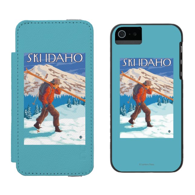 Capa Carteira Para iPhone, Incipio Esquis da neve do carregando do esquiador - Idaho (Lado a lado)