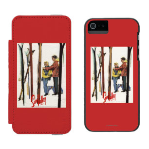 Capa Carteira Incipio Watson™ Para iPhone 5 Esquis que levantam-se na neve pelo poster do