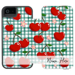 Capa Carteira Incipio Watson™ Para iPhone 5 Estojo de telefone com cereja personalizada em gin