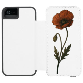 Capa Carteira Incipio Watson™ Para iPhone 5 Étui portefeuille pour iphone 6 Red poppy, wild el