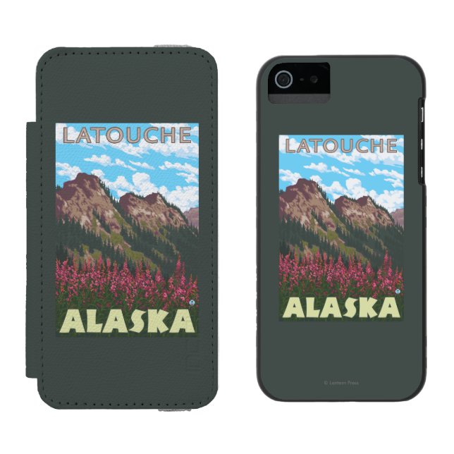 Capa Carteira Para iPhone, Incipio Fireweed & montanhas - Latouche, Alaska (Lado a lado)
