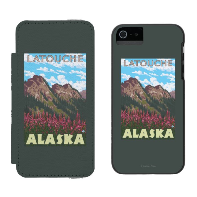 Capa Carteira Para iPhone, Incipio Fireweed & montanhas - Latouche, Alaska (Lado a lado)
