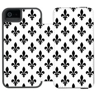 Capa Carteira Incipio Watson™ Para iPhone 5 Fleur de Lis Pattern, Royal French, preto em branc