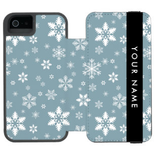 Capa Carteira Incipio Watson™ Para iPhone 5 Flocos de neve brancos, Cinzas, seu nome, Personal